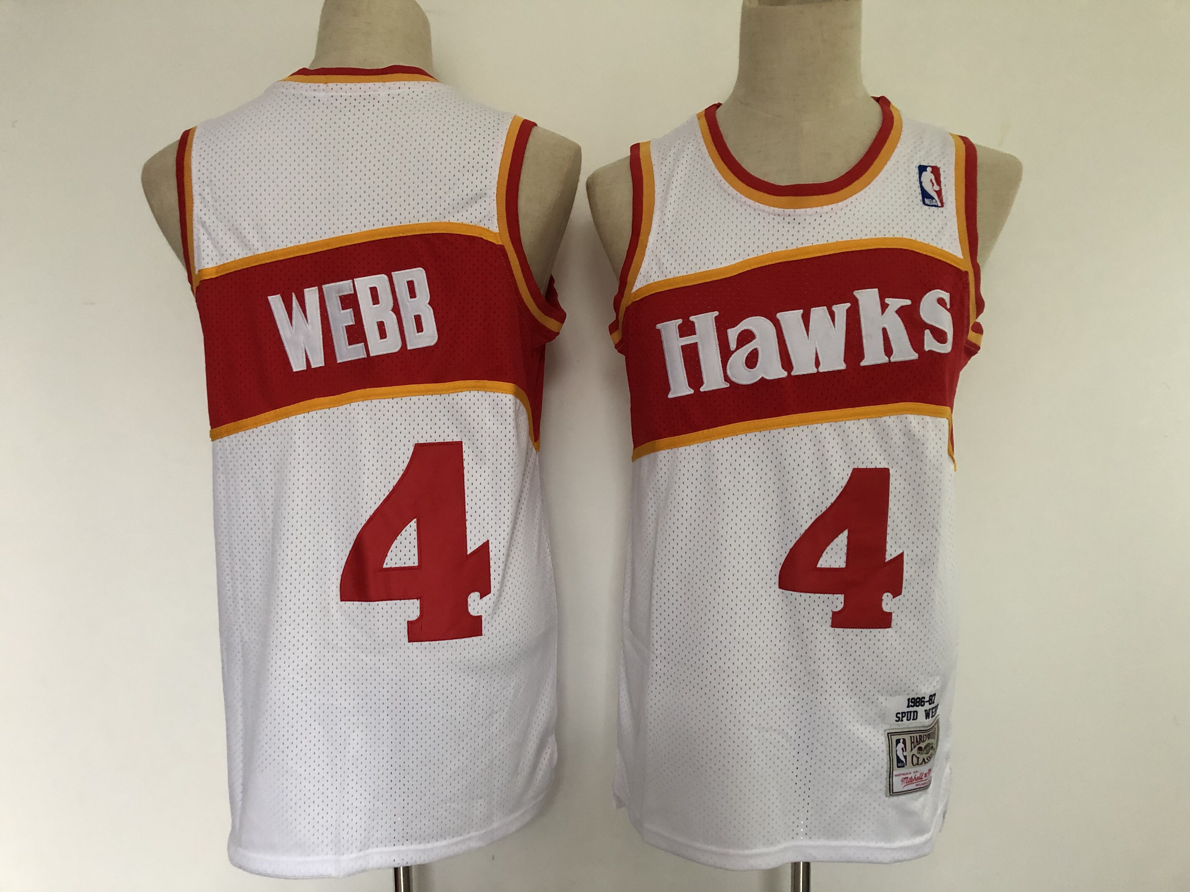 Men Atlanta Hawks 4 Webb White Throwback NBA Jersey